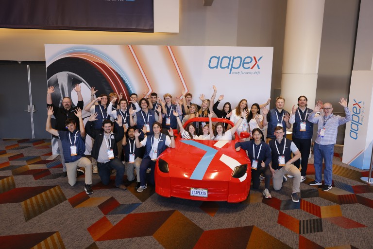 Northwood University students pose for a photo at AAPEX 2026